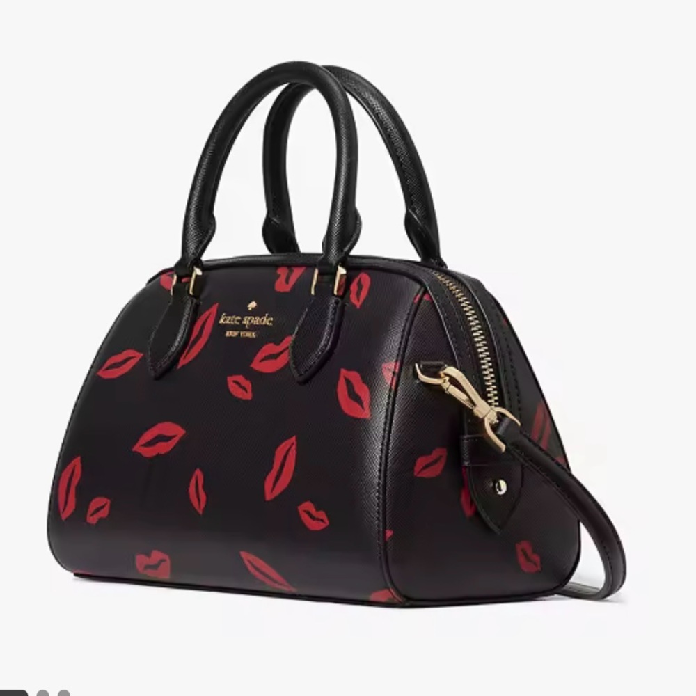 Kate Spade Madison Lip Tods Duffie Lipstick Print Bag Crossbody Top Handle - Picture 5 of 8